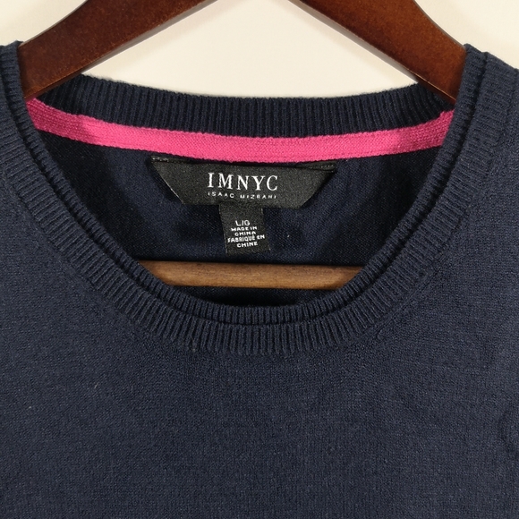 IMNYC Isaac Mizrahi Men's Pullover Sweater, Large, Navy Blue, NWT - Picture 2 of 4